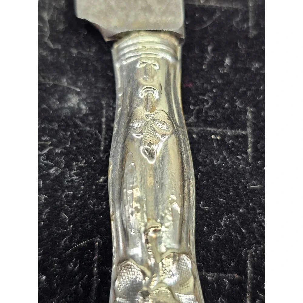 Butter Spreader Sterling Silver Handle Floral Art Nouveau Antique Silver